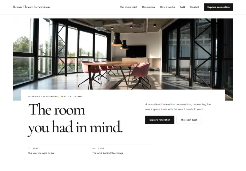 Room Theory Renovation website concept