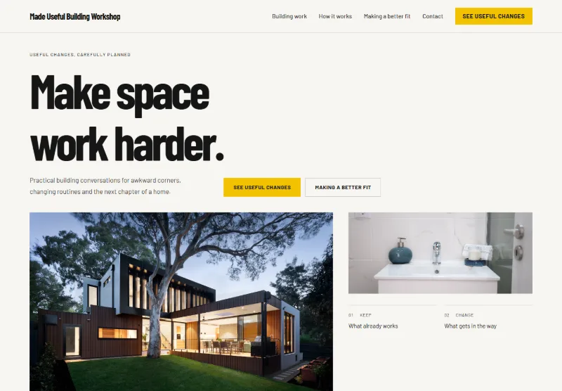 Made Useful Building Workshop website concept