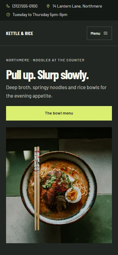 Kettle & Rice phone layout