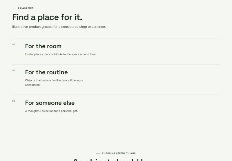 Useful Objects Store page detail