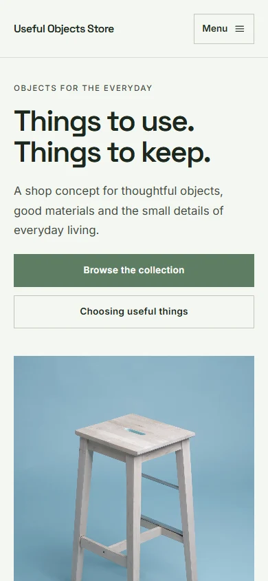 Useful Objects Store phone layout