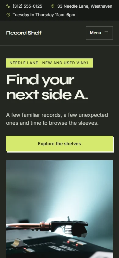 Record Shelf phone layout