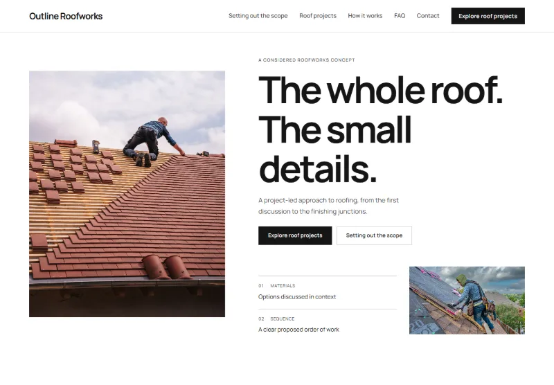 Outline Roofworks website concept