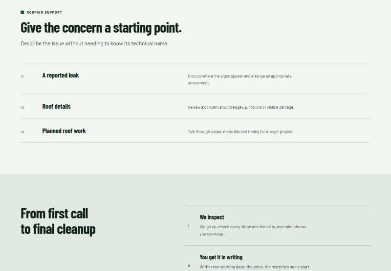 Ridge & Weather Roofing page detail