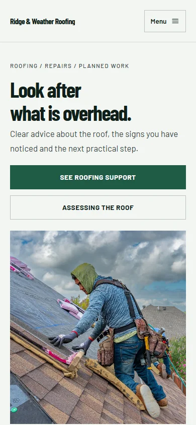 Ridge & Weather Roofing phone layout