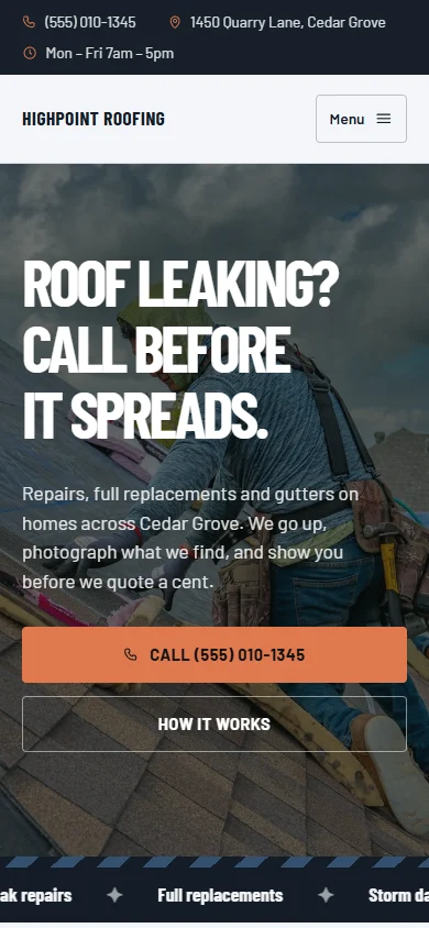 Highpoint Roofing phone layout