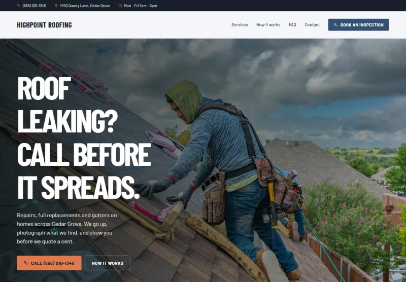 Highpoint Roofing website concept