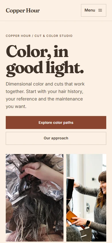 Copper Hour phone layout