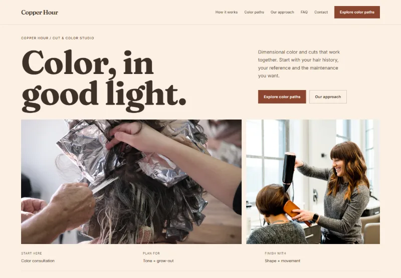 Copper Hour website concept