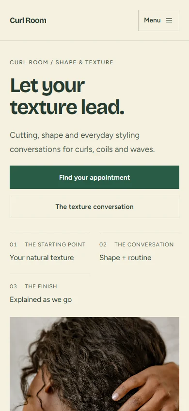 Curl Room phone layout