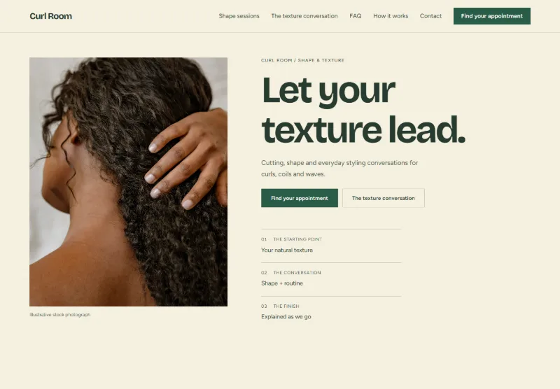 Curl Room website concept
