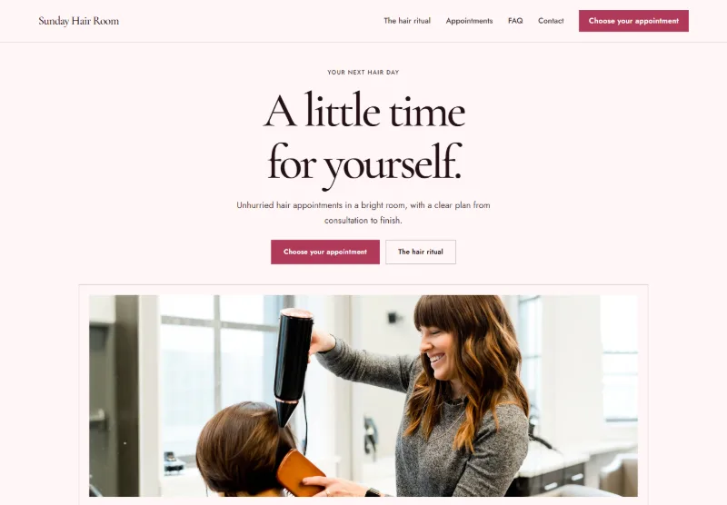 Sunday Hair Room website concept