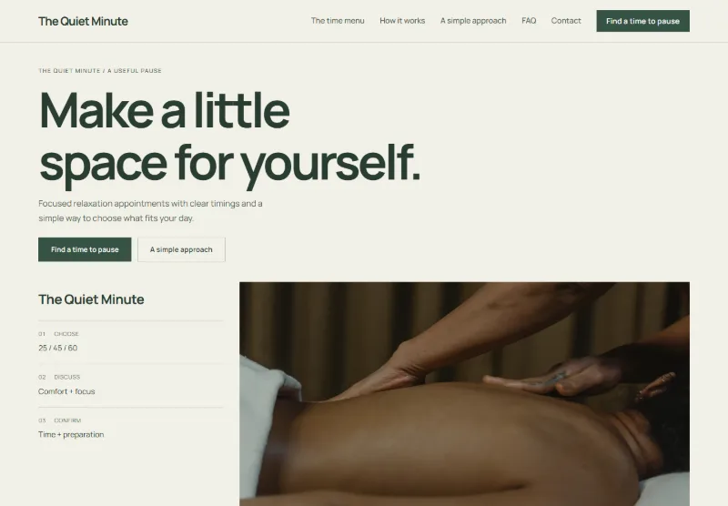 The Quiet Minute website concept