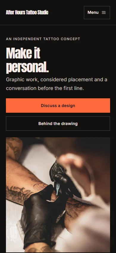 After Hours Tattoo Studio phone layout