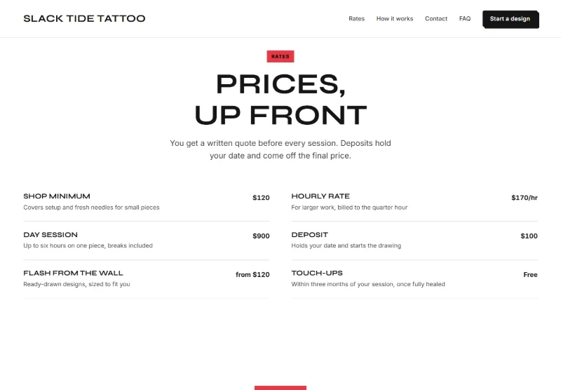 Slack Tide Tattoo page detail