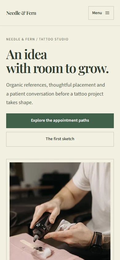 Needle & Fern phone layout