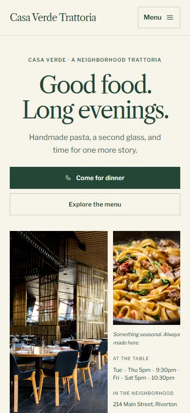 Casa Verde Trattoria phone layout