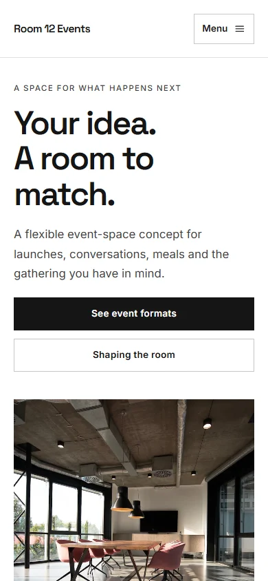 Room 12 Events phone layout