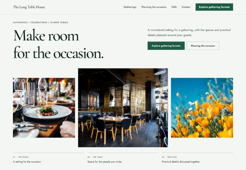 The Long Table House website concept