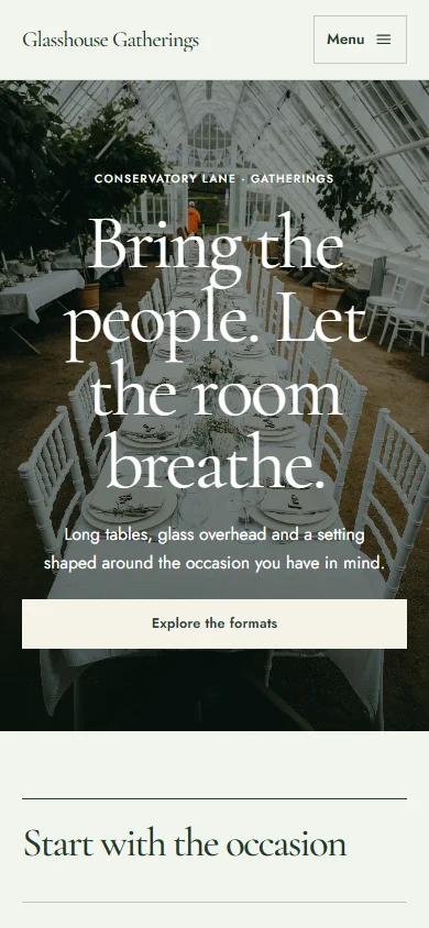 Glasshouse Gatherings phone layout
