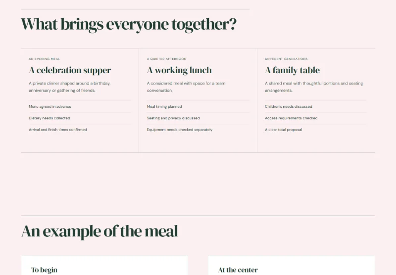 Table for Twenty page detail