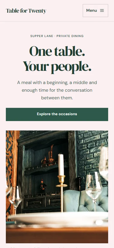Table for Twenty phone layout