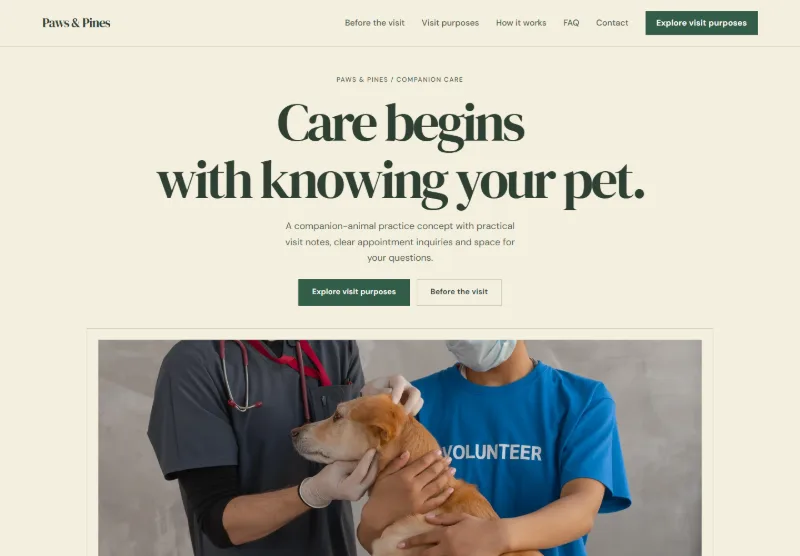 Paws & Pines website concept