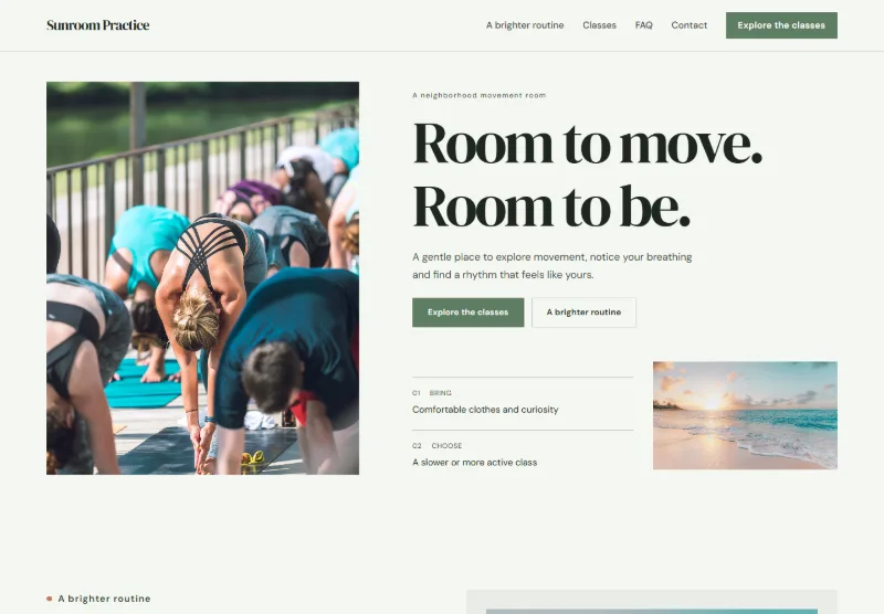 Sunroom Practice website concept