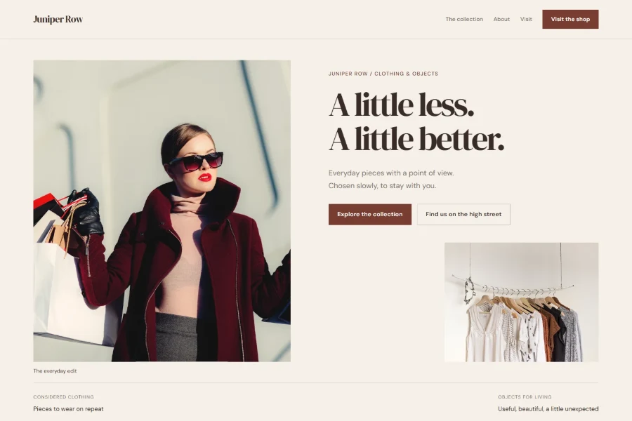 Juniper Row retail website concept