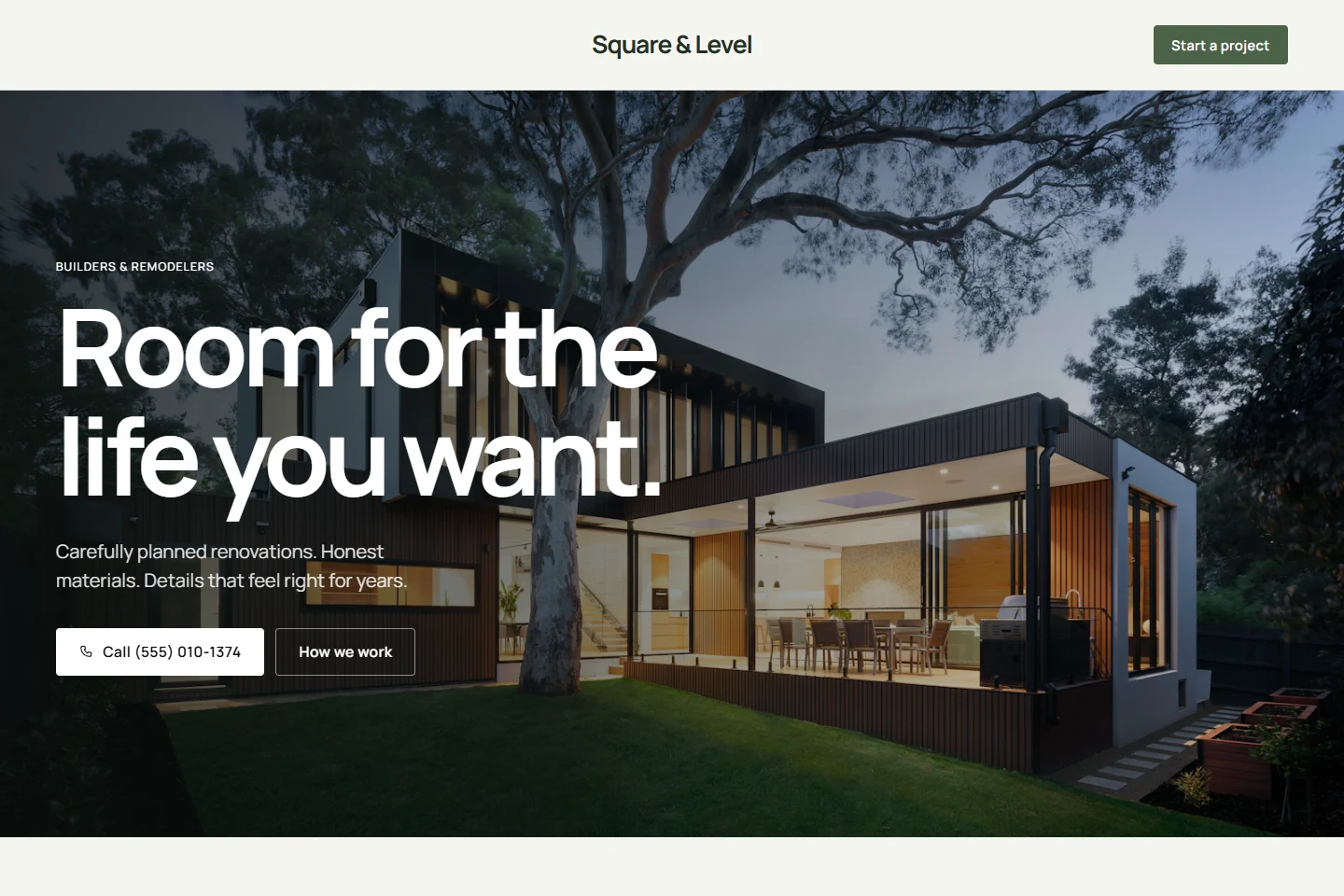 Square and Level renovation example with full-width residential architecture
