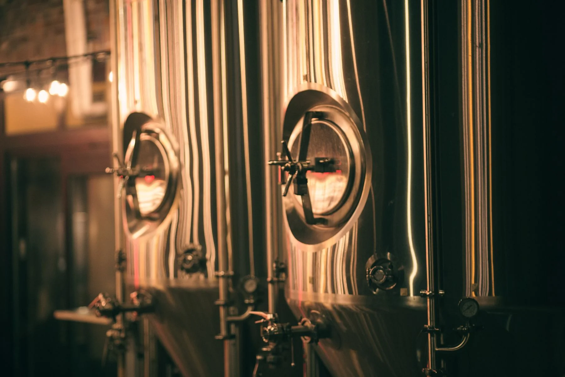 Stainless-steel brewery tanks